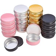 Round Aluminium Tin Cans, Aluminium Jar, Storage Containers for Cosmetic, Candles, Candies, with Screw Top Lid, Mixed Color, 6.8~7.1x2.6cm, 7pcs/color, 28pcs/set(CON-PH0001-40)
