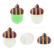 4Pcs Acorn Box Synthetic Luminous Stone Pendants, with Colorful Wooden Screwed Cap, for Small Favors Storage, 30x21mm, Hole: 1.6mm, Inner Diameter: 14x15mm(WOOD-CA0001-66)