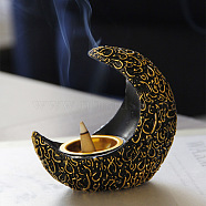 Arabic Moon Resin Incense Burner Holder, Modern Aromatherapy Ornament for Meditation Yoga Home Living Room Office Decor, Black, 56x105x100mm(PW22122294524)