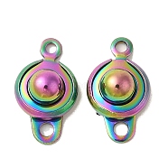 201 Stainless Steel Snap Clasps, Rainbow Color, 15.5x9x5mm, Hole: 1.5mm(STAS-K148-11RC)