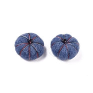 Wool Felt Craft Decoration, with Glass Seed Beads, DIY Craft Decoration, Pumpkin, Midnight Blue, 23~24x13~17mm(DIY-I031-B02)