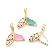 Real 18K Gold Plated Brass Micro Pave Clear Cubic Zirconia Pendants, with Enamel, Long-Lasting Plated, Mermaid, Mixed Color, 17x16x3.5mm, Hole: 5.5X2.5mm(ZIRC-L091-081G)