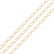 Brass Figaro Chain, Long-Lasting Plated, Cadmium Free & Lead Free, Unwelded, with Spool, Real 18K Gold Plated, 6x3x0.5mm, 3x2.5x0.3mm(CHC-C018-01-RS)
