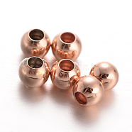 Round Brass Spacer Beads, Rose Gold, 3mm, Hole: 1mm(KK-L129-37RG)