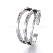 Adjustable Triple Band Brass Toe Rings, Open Cuff Rings, Open Rings, Platinum, US Size 3(14mm)(RJEW-EE0002-09P)