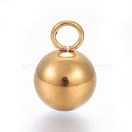 201 Stainless Steel Pendants, Round, Golden, 11x8mm, Hole: 2mm(STAS-P242-04G-01)