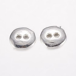 2-Hole Alloy Buttons, Long-Lasting Plated, Platinum, 10x10x2mm, Hole: 1.5mm(PALLOY-E446-14P)