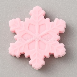 Snowflake Food Grade Eco-Friendly Silicone Beads, Chewing Beads For Teethers, DIY Nursing Necklaces Making, Pink, 29.5x26x8.5mm, Hole: 2mm(SIL-SZC0006-03E)