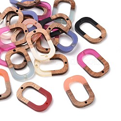 Resin & Walnut Wood Links connectors, Oval, Mixed Color, 28x19.5x4mm, Hole: 1.8mm(RESI-S367-06-M)