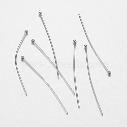 Tarnish Resistant 304 Stainless Steel Ball Head Pins, Stainless Steel Color, 40x0.7mm, 21 Gauge, Head: 2mm(STAS-I097-047P)