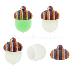 4Pcs Acorn Box Synthetic Luminous Stone Pendants, with Colorful Wooden Screwed Cap, for Small Favors Storage, 30x21mm, Hole: 1.6mm, Inner Diameter: 14x15mm(WOOD-CA0001-66)