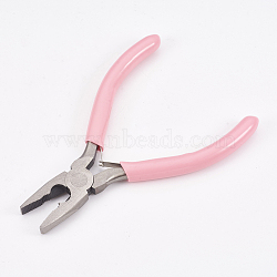 45# Carbon Steel Jewelry Pliers, Flat Nose Pliers, Polishing, Pink, 11.5x7.6x0.9cm(PT-L004-54)