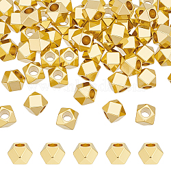 60Pcs Brass Spacer Beads, Polygon, Real 14K Gold Plated, 5x5x5mm, Hole: 2.4mm(KK-PH0012-46)