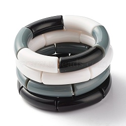 Opaque Chunky Acrylic Curved Tube Beads Stretch Bracelets for Men Women, Mixed Color, Inner Diameter: 2 inch(5cm), 4pcs/set(BJEW-JB07317)