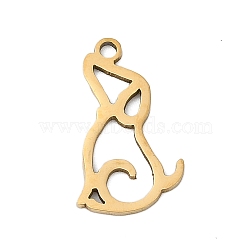 201 Stainless Steel Pendants, Dog Charms, Real 18K Gold Plated, 17.5x10x1mm, Hole: 1.4mm(STAS-F316-04G-02)