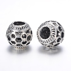 Alloy European Beads, Rondelle, Large Hole Beads, Antique Silver, 10.5x9mm, Hole: 4mm(MPDL-G007-03AS)