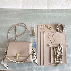 DIY Imitation Leather Crossbody Lady Bag Making Kits, Handmade Shoulder Bags Sets for Beginners, Antique White, Finished Product: 22x18x6cm(PW-WG33648-02)