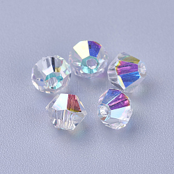 K9 Glass Beads, Faceted, Bicone, Crystal AB, 5x5mm, Hole: 1mm(RGLA-F063-C-001AB)
