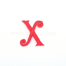 Computerized Embroidery Cloth Iron on/Sew on Patches, Costume Accessories, Appliques, Letter, Red, Letter.X, 26x24x1.4mm(DIY-TAC0007-90X)