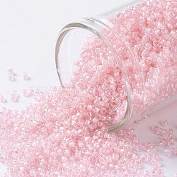 TOHO Round Seed Beads, Japanese Seed Beads, (780) Inside Color AB Crystal/Bubblegum Lined, 15/0, 1.5mm, Hole: 0.7mm, about 15000pcs/50g(SEED-XTR15-0780)