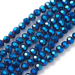 Electroplate Glass Beads Strands, Faceted, Rondelle, Blue, 5x6mm, Hole: 1.2mm, about 95pcs/strand, 20.87''(53cm)(X-EGLA-K015-09A)