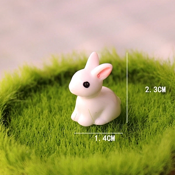 Cute Resin Rabbit Figurines, for Dollhouse, Home Display Decoration, White, 14x23mm