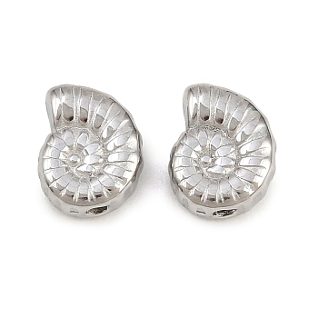 304 Stainless Steel Beads, Nautilus Shell Shape, Stainless Steel Color, 8.5x7x4mm, Hole: 1.2mm