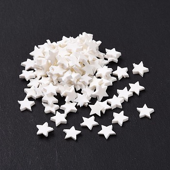 Handmade Polymer Clay Cabochons, Star, White, 5x5x1mm