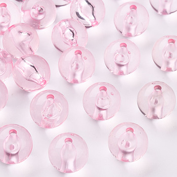Transparent Acrylic Beads, Round, Pink, 16x15mm, Hole: 2.8mm, about 220pcs/500g