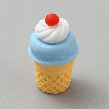 Resin Food Model Sculpture Display Decorations, for Doll, Ice Cream, Light Sky Blue, 28x17mm