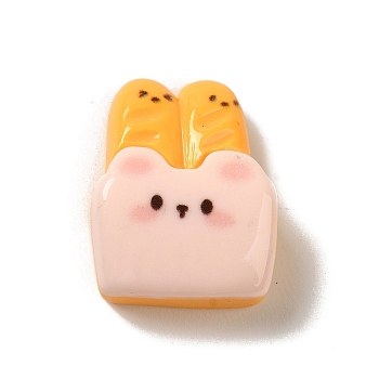 Opaque Resin Imitation Food Decoden Cabochons, Bunny Bread, Yellow, 23x18x9mm
