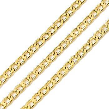 10M Ion Plating(IP) 304 Stainless Steel Curb Chains, Unwelded, with Spool, Real 18K Gold Plated, 4.5x3x1mm, about 32.81 Feet(10m)/Roll