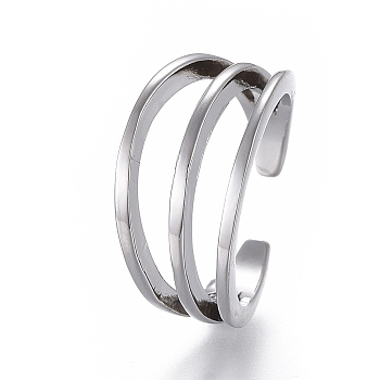 Adjustable Triple Band Brass Toe Rings, Open Cuff Rings, Open Rings, Platinum, US Size 3(14mm)