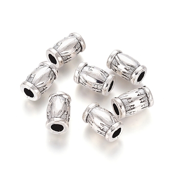 Alloy European Beads, Large Hole Beads, Column, Antique Silver, 17x10.5mm, Hole: 5.5mm