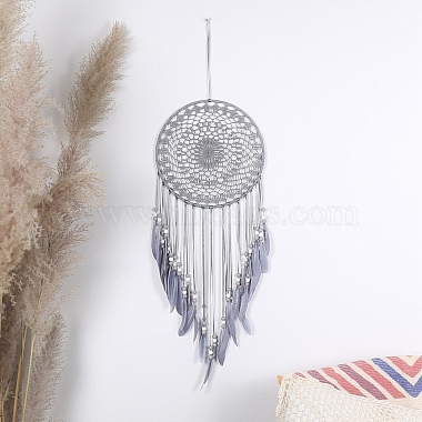 Woven Web/Net with Feather Wall Hanging Decorations(PW-WG80788-01)-2