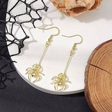 Halloween Spider Brass Dangle Earrings(EJEW-JE05859)-2