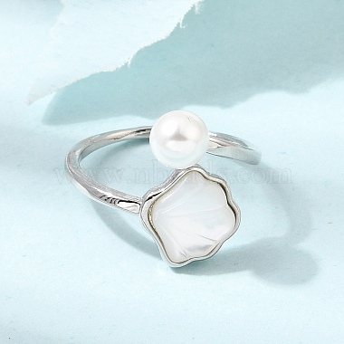 Adjustable Brass White Shell Cuff Rings(SH-CBA3B38-01P)-1