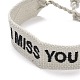 Word I Miss You Polycotton(Polyester Cotton) Braided Bracelet with Tassel Charm(BJEW-F429-10)-2