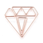 Diamond Shape Iron Paperclips, Cute Paper Clips, Funny Bookmark Marking Clips, Rose Gold, 27.5x29x1mm(TOOL-L008-019RG)