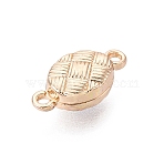 Brass Magnetic Clasps, Woven Oval, Real 18K Gold Plated, 15x8x5mm, Hole: 1.4mm(KK-Q074-01G)