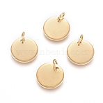 Ion Plating(IP) 304 Stainless Steel Charms, with Jump Rings, Blank Stamping Tag, Flat Round, Golden, 12x1mm, Hole: 3.5mm(X-EJEW-L238-03D-G)