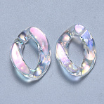 Transparent Acrylic Linking Rings, Quick Link Connectors, for Curb Chains Making, AB Color Plated, Twist, Clear AB, 23x17x4.5mm, Inner Diameter: 13.5x7mm(OACR-S036-001A-D01)