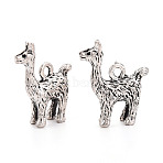Tibetan Style Alloy Pendants, Alpaca Charms, Antique Silver, 18.5x16x5mm, Hole: 1.5~1.6mm(TIBEP-T054-23AS)