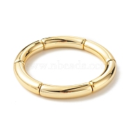 Chunky Acrylic Curved Tube Beaded Stretch Bracelet for Women, Gold, Inner Diameter: 2 inch(5.2cm)(X-BJEW-JB07628)
