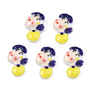 Spray Painted Opaque Resin Cabochons, Woman, Yellow, 12x7.5x3mm(CRES-S302-75)
