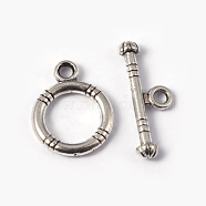 Tibetan Style Alloy Toggle Clasps, Antique Silver, Lead Free and Cadmium Free, Ring: 15x12mm, Bar: 18.5x3.5mm, Hole: 2mm(X-LF0161Y)