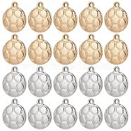 20Pcs 2 Colors 304 Stainless Steel Charms, FootBall/Soccer Ball, Golden & Stainless Steel Color, 15.5x13x3.5mm, Hole: 1mm, 10pcs/color(STAS-SC0004-22)