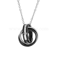 Men's 3 Circles Interlocking Pendant Necklace, Infinity Love Matching Necklace for Couples, Two Tone 316L Surgical Stainless Steel Necklace for Valentine's Day, Gunmetal, 18.90 inch(48cm)(JN1012B)