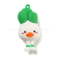Cartoon PVC Plastic Big Pendants, Duck Charm, Green, 59x27x19.5mm, Hole: 3mm(KY-D021-01D)