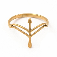 304 Stainless Steel Hollow Out Arrow Finger Ring for Women, Golden, Inner Diameter: 18mm(RJEW-K239-07G)
